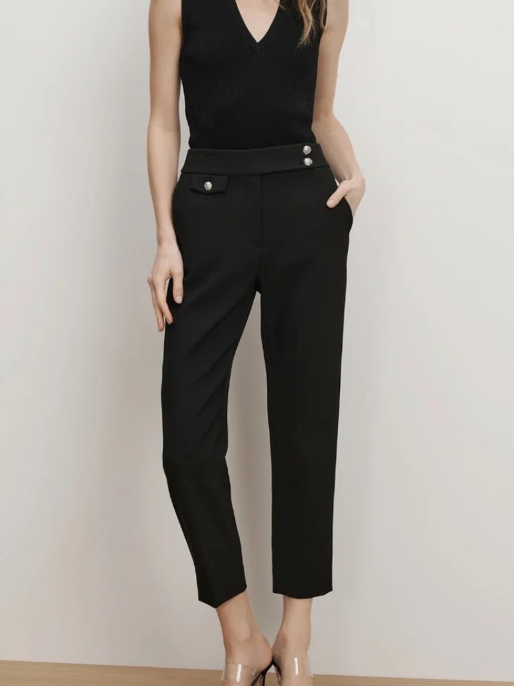 Veronica Beard “Renzo” Cropped Slim-Leg Pants in Black Size 6 NWOT